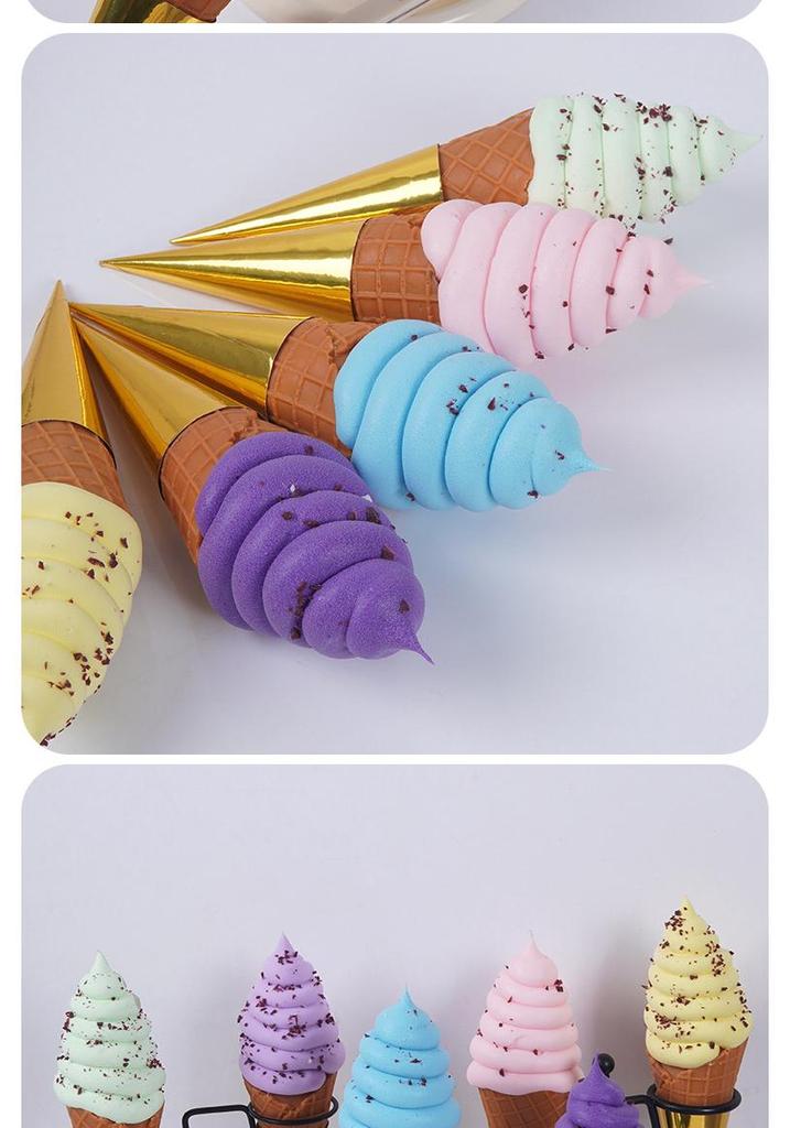 PVC Chocolate Chip Ice Cream Model 20CM - Large Fake Cone Display for Decoration and Photography