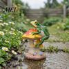 Cute Mushroom Figures for Outdoor Scaping Resin Frog on Mushrooms Figurine, DIY Micro Landscape Bonsai Ornament, Decor Succulent Pots Waterproof