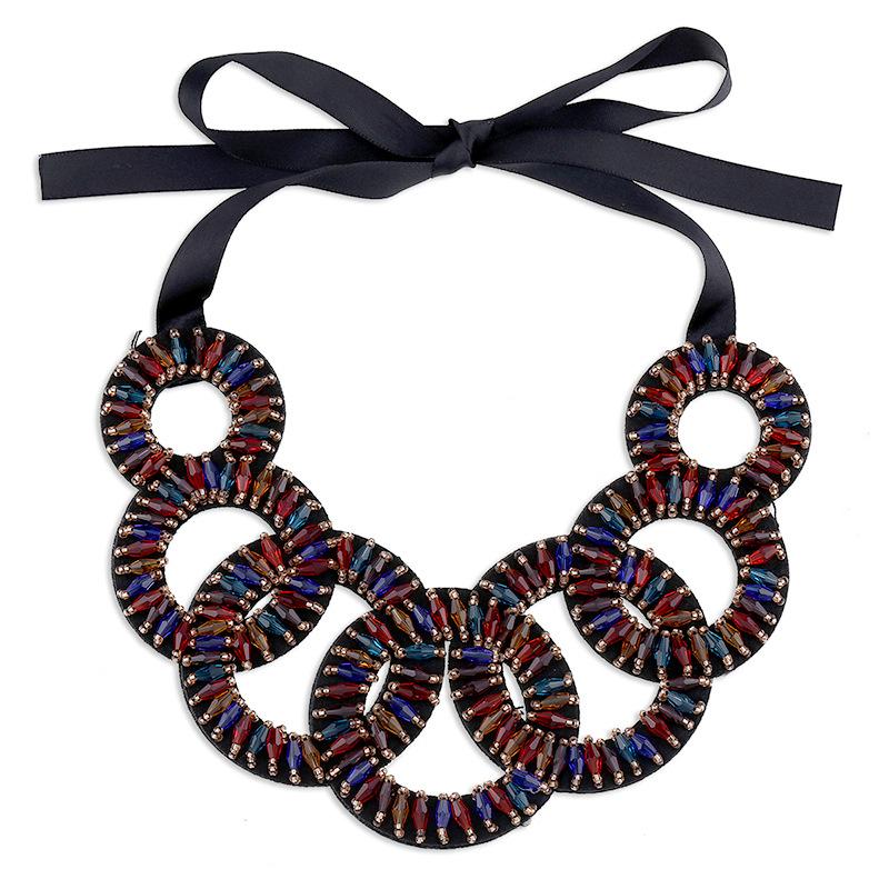 

Qiman french gorgeous illusion cut out ethnic style crystal tie backshort necklace різнокольоровий