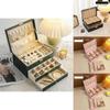 Classic Leather Jewelry Box With Multiple Layers For Elegant Storage Of Earrings Rings And Necklaces