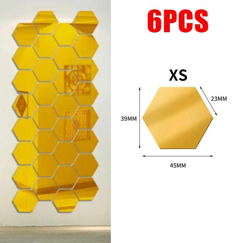 3D Hexagon Mirror Wall Stickers DIY Wall Mirrors Sticker Removable Self Adhesive Aesthetic Mosaic Tiles Decals Home Decoration