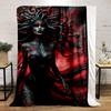 Flowing dark patterns, serpentine shapes, red and black ethereal background. for all seasons blanket lunch break throw gift