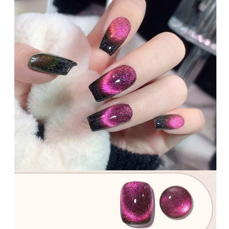 Nail Gel Polish 8ml Nail Polish Small Light Bulb Crystal Cat's Eye Glue Set Manicure Ice Transparent Aurora Flash Nail Polish Glue