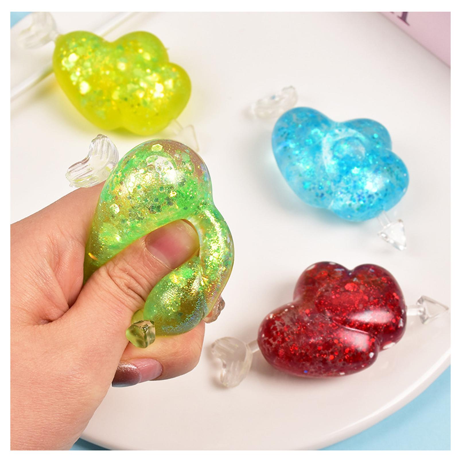 

Heart Shaped Glitter Gel Stress Relief Toys for Kids and Adults Squeeze Sensory Fidget Pack of 4 Pieces One Size