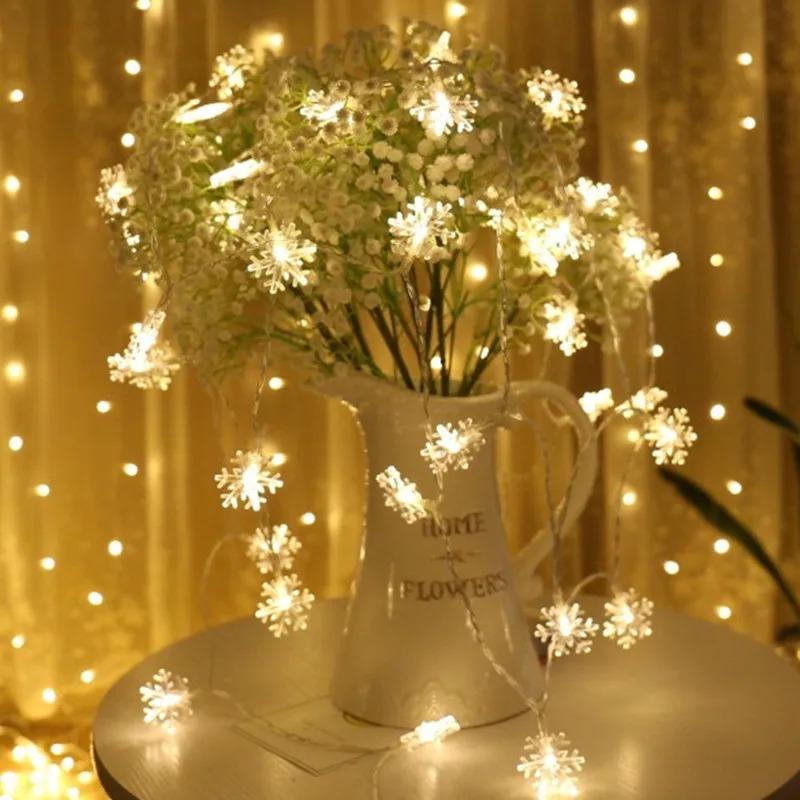 Snowflake LED String Fairy Light Garland Home Christmas Lights Wedding Decor Christmas Decor for Home Navidad Party Decoration