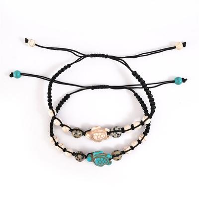 Braccialetti Tartarughe Marine Catena da Mano Elastica Estensibile con Perline di Turchese Naturale Gioiello da Polso per l'Uso Quotidiano