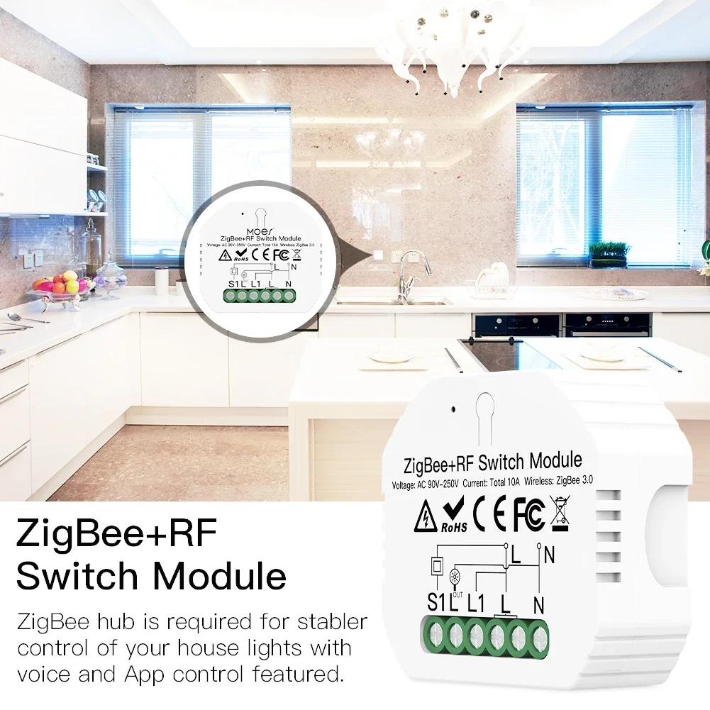 MOES Smart RF ZigBee 3.0 DIY Switch Module Tuya Smart Life App Remote Control Works Alexa Google Home Assistant Voice Controller