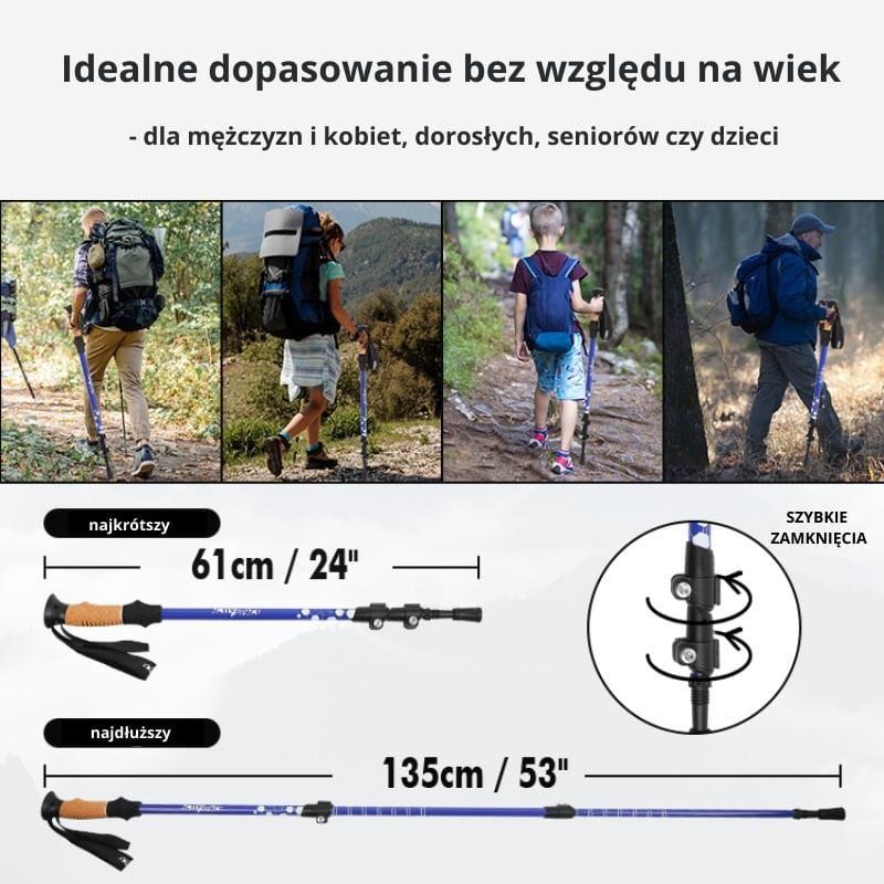 Trekking poles, adjustable nordic walking poles - blue