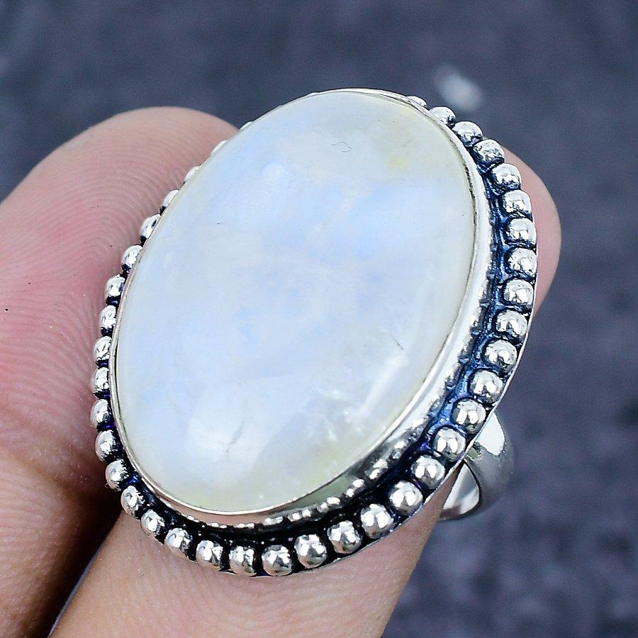Moonstone Gemstone 925 Sterling Silver Jewelry Ring Size 8