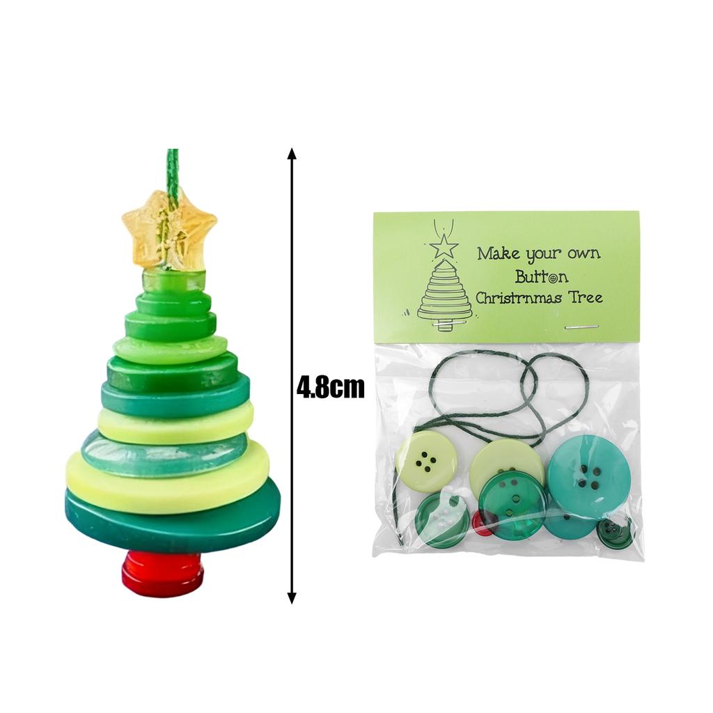Christmas Button Ornament Making Set DIY Button Christmas Tree Ornament Kit Handmade Stacked Colorful Buttons Xmas Hanging Decor
