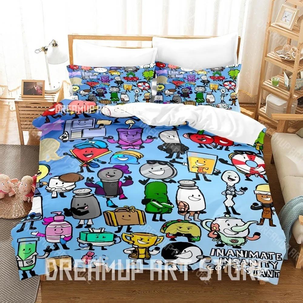 3D tisk BFDI Inanimate Insanity Povlečení Jednolůžko Twin Plné Queen King Velikost Postelový Set Ložnice pro Dospělé Povlaky na Peřinu Anime Postel