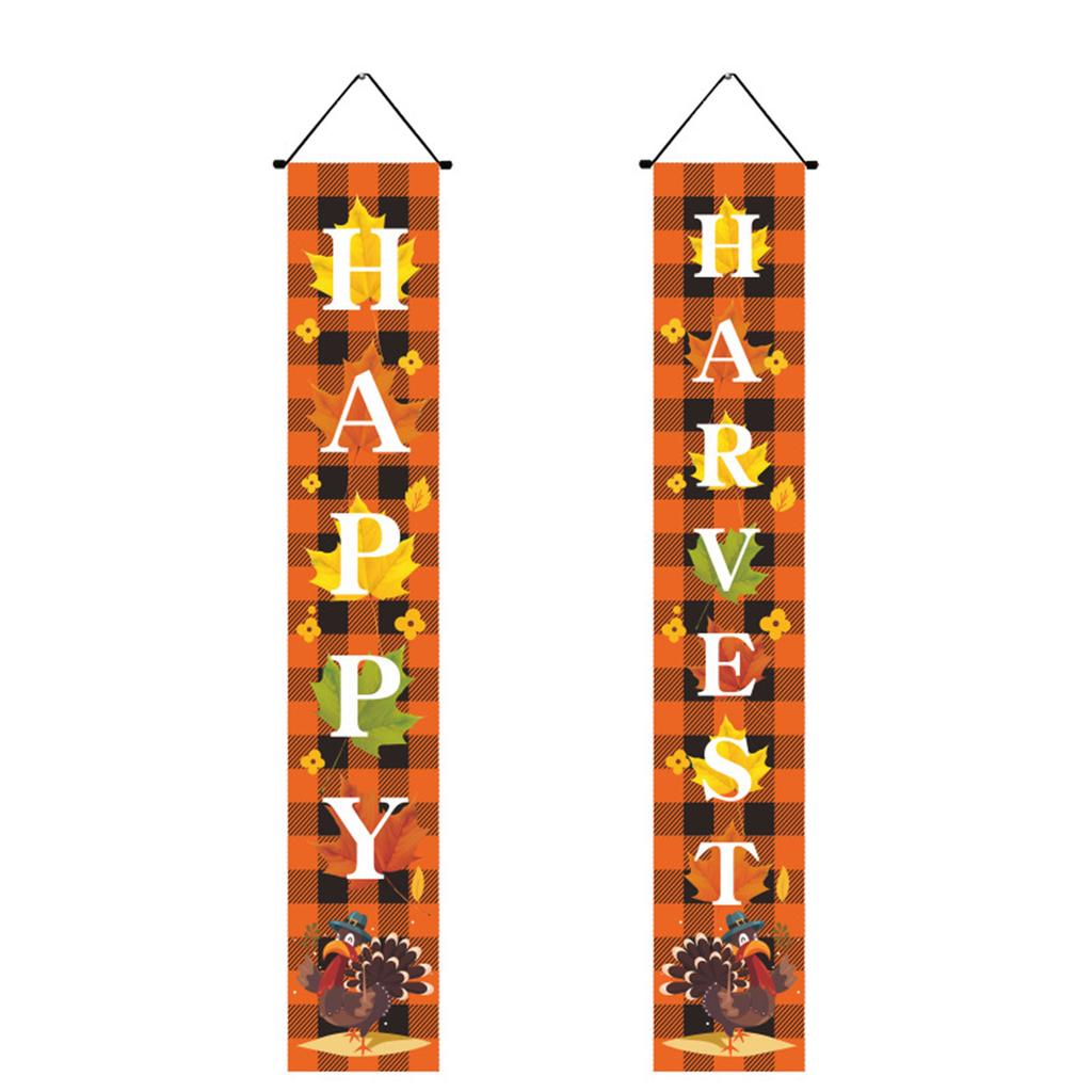 Vintage Front Door Fall Decorations Banners Rustic Yard Colorful Pumpkins Maple Leaf Porch Banners For Home Themed Party Outside