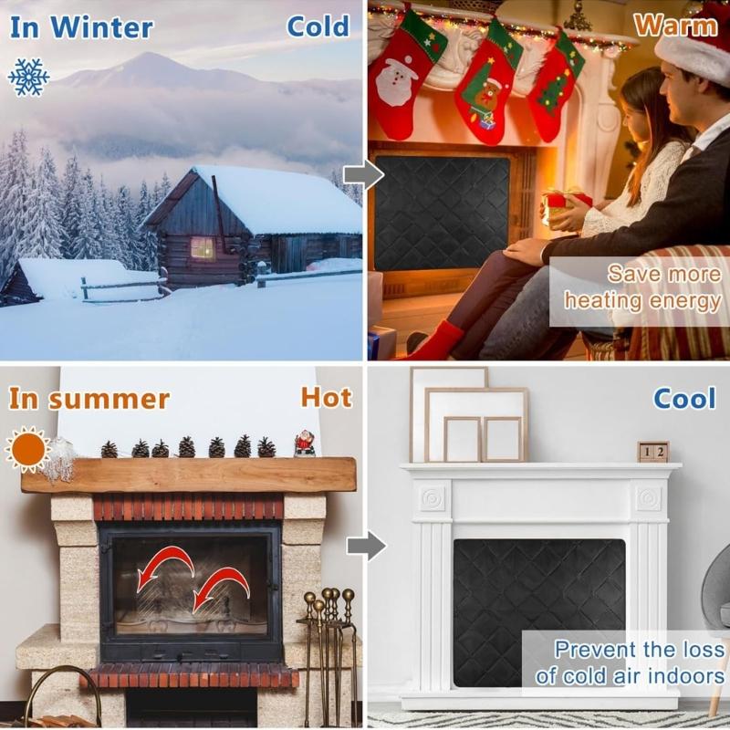 Magnetic Fireplaces Cover Insulating Barrier Heat Shield With Strong Magnets For Indoor Fireplaces Protecting Oxfords Fabric Thermals Insulation