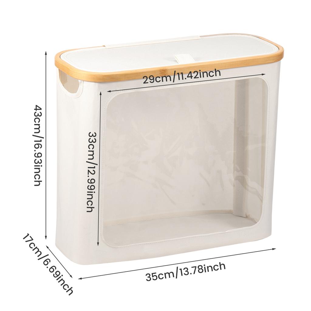 Bathroom Toilet Paper Basket Foldable Storage Box with Bamboo Lid Large Capacity Waterproof Tissue Organization Basket Dispenser