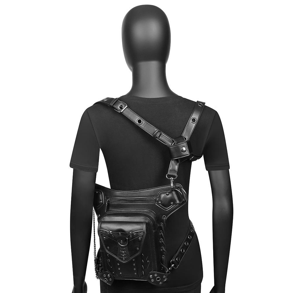 Steampunk-textured Chain Bag, Motorcycle Lady Single-shoulder Crossbody Bag, Multi-shoulder Waist Bag