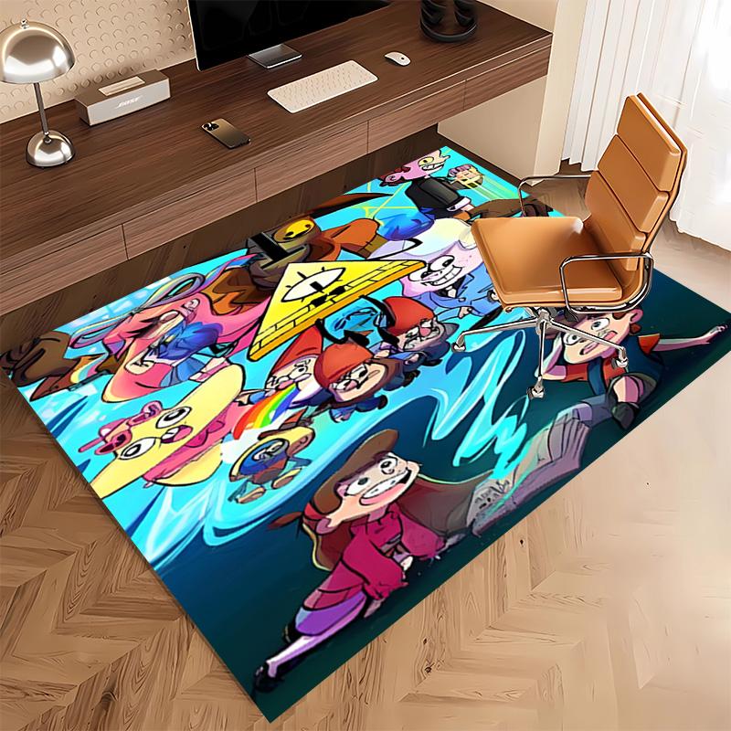 1pc Gravity Falls Print Area Rug - Soft, Washable Non-Slip Indoor Mat, Living Room, Home Office Decorative Rug,Office Decorative