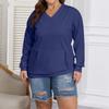 Women's Fashion Casual Solid Color Long Sleeve Oversized Pocket Plus Size Top