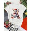 Christmas Women Casual T Shirt Cartoon Snowman Reindeer Christmas Tree Print Female Short Sleeve T-Shirt Suitable for All Season