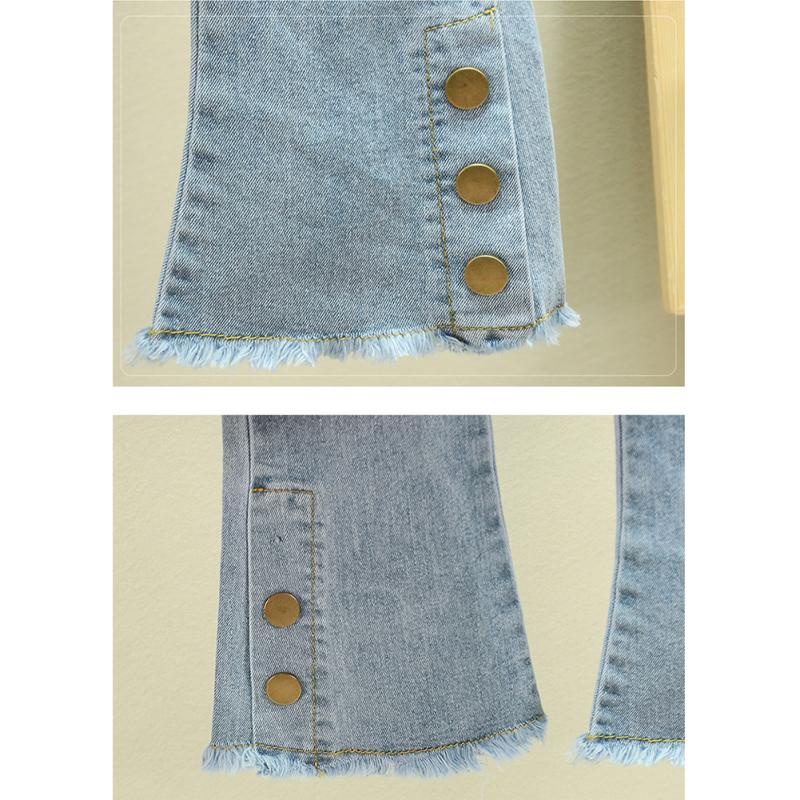 2pcs/set Baby Girls Cotton Cute Long Sleeved Sets Floral Shirt + Denim Flared Pants Suit Pullover