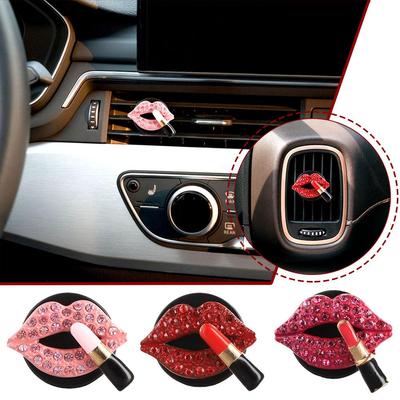 Aromatherapie-Clip für den Luftauslass im Auto, Diamant-Clips mit roten Lippen, Parfüm-Clips, Duft-Aroma-Lufterfrischer-Clip, Auto-Innenausstattung
