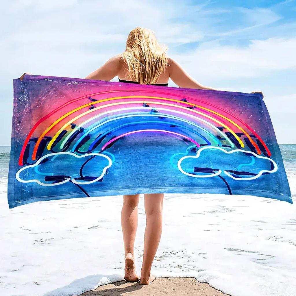 Rainbow Bliss Bath Towel - Vibrant Design, Soft Absorbent, Perfect for Summer Fun, Adds Cheerful Vibes to Your Beach Days