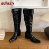 Fashion New Fashion Pointed Toe Modern Ladies Knee High Boots With Heels Shoes Female Buckle Footwear Women Western Long Booties Shoes
