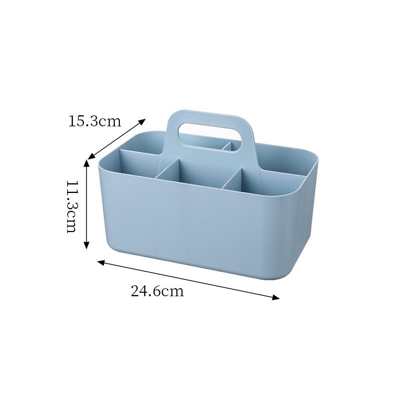 Desktop Cosmetic Organizer with Handle Multi Compartment Makeup Storage Box Plastic Stationery Caddy for Vanity Table Organizer