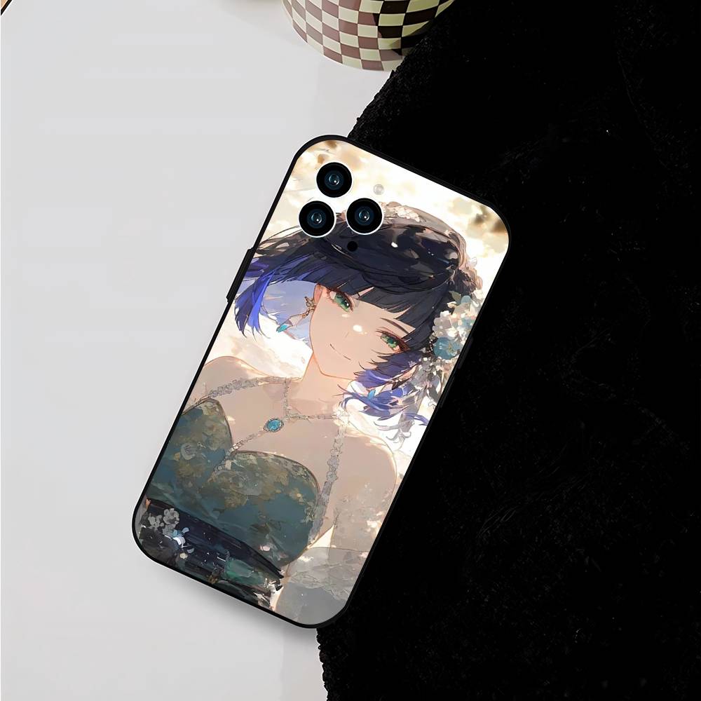 Yelan Anime Game Genshin Impact Phone Case For IPhone 17 Air 16 15 14 13 Pro Max 11 12 Black Silicone Cover