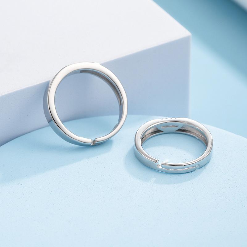 Couple Ring Japanese and Korean Simple Classic Imitation Mosang Diamond Ring for Valentine's Day Gift Opening Ring
