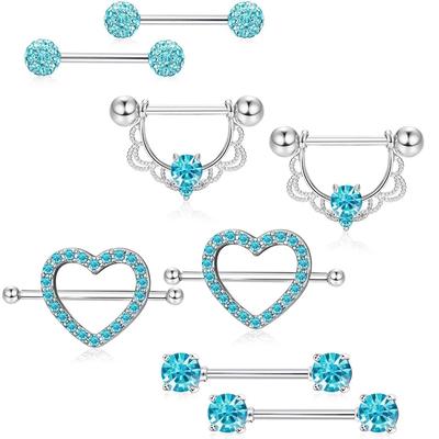 1 Par Nya Clear Zircon Heart Nippel Ringar Skydd Piercing Kroppssmycken Nippel Bar Ring Skivstång Nippel Piercing Mamilo Sexiga kvinnor