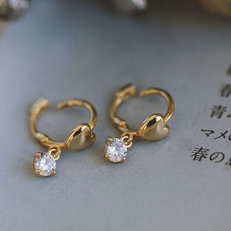 Fashion Zircon Heart Ear Cuffs Retro Luxe Commute Earrings Unique Design Women Jewelry