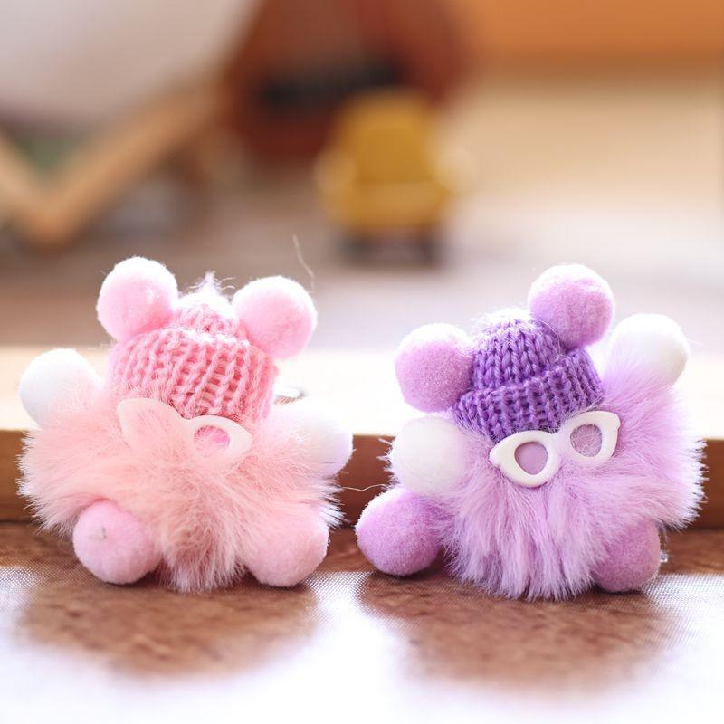Small Ball Coal Pendant Keychain Ornament With Pp Cotton Soft Plush Gift For