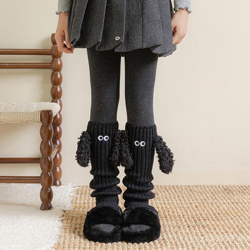 Süße Rüschen-Welpenohren-Beinwärmer im koreanischen Stil für Mädchen - Herbst/Winter Mittelschritt-Stricksocken