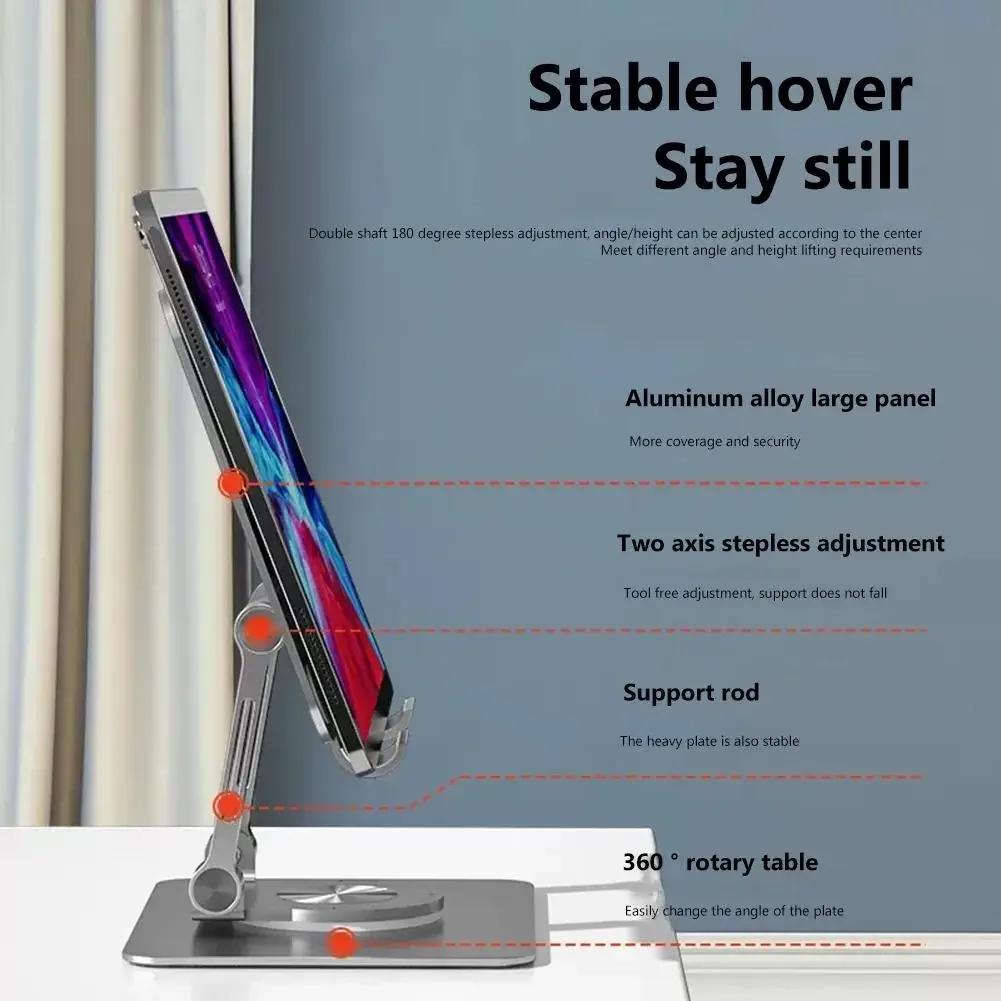 Für 360° drehbaren Tablet-Ständer, verstellbaren, faltbaren Desktop-Ständer-Halter, kompatibel für 4,7-12 Zoll iPad Pro/Air/Min, Laptop, Tablet