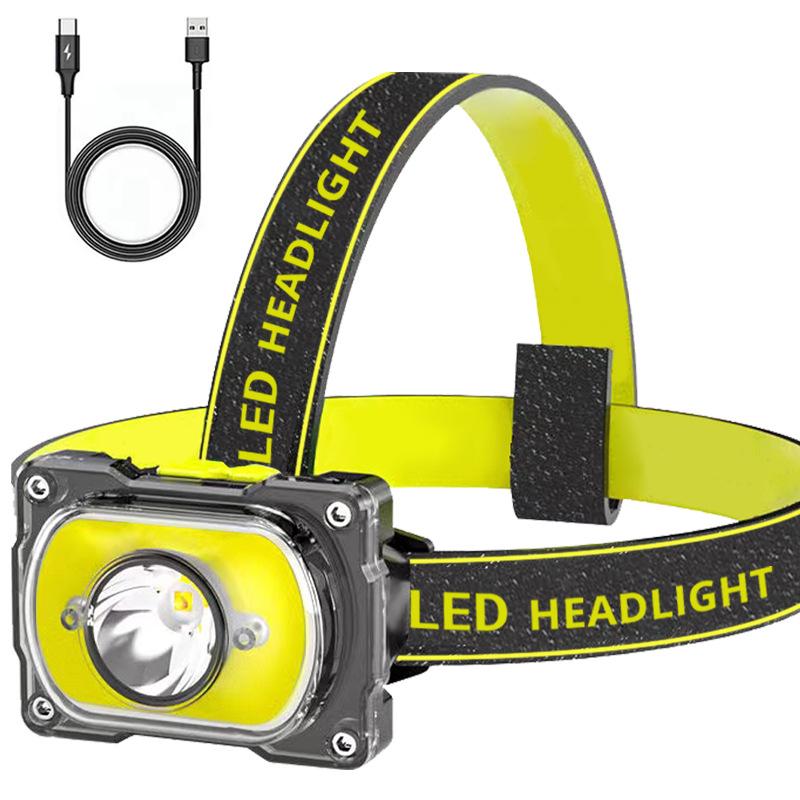 

COB налобный фонарь для ночной рыбалки, фонарик с USB-перезаряжаемым светодиодным фонариком с мощным светом