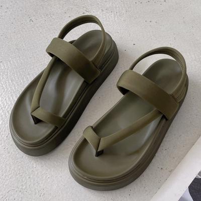 Fashion 2025 New Korean Style Girlish Thick Soled Roman Sandals for Women Summer Autumn Outdoor Slip On Flat Shoes with Trendy Elements