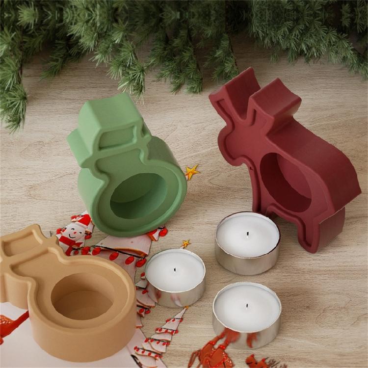 Plaster Candle Holder Silicone Mold Christmas Themed Candlestick Mold Gypsum Candle Stand Jewelry Crafting Mould