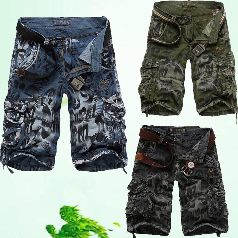 Men Vintage Demin Shorts Fashion Zipper Pocket Short Jeans Fashion Color Letter Print Demin Shorts