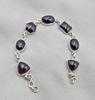 925 Sterling Silver Garnet Link Bracelet Natural Gemstone Handmade Artisan Jewelry Gift for Her