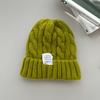 Knitted hat, candy color, white label twist wool hat, autumn and winter warm bag head hat, women's trendy cold hat, men's