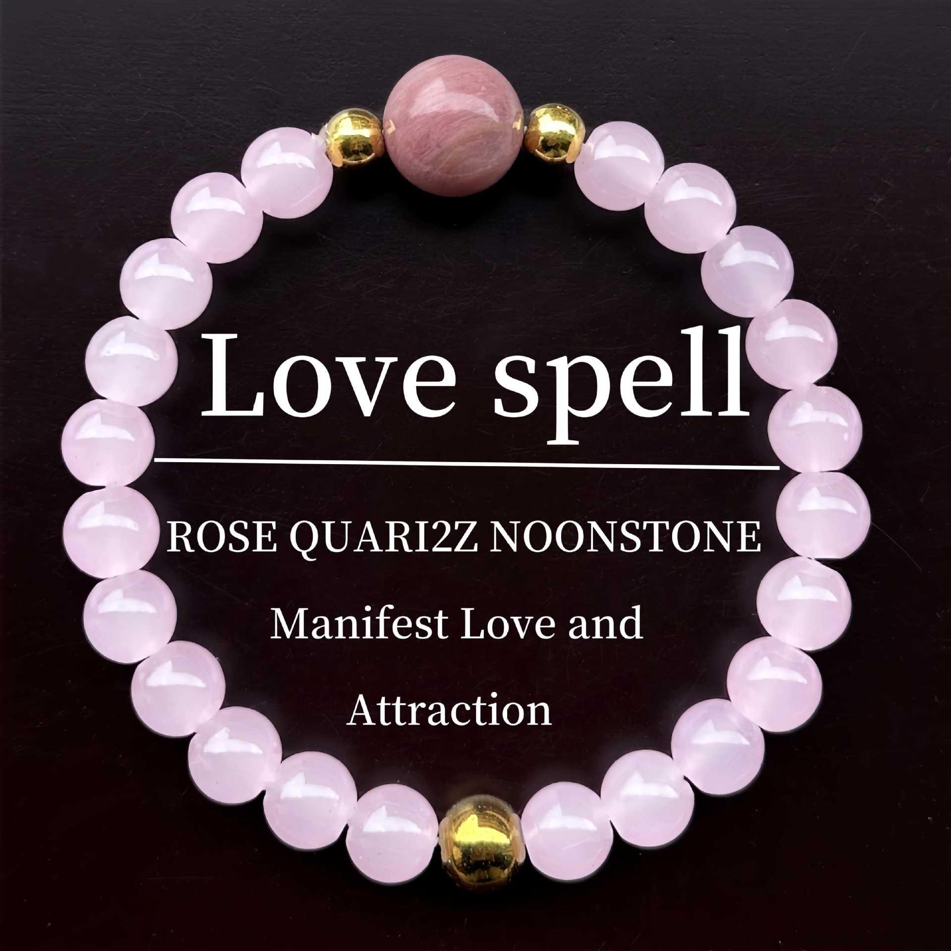 Кристальный браслет из натурального камня Браслет из бусин One Size розовый