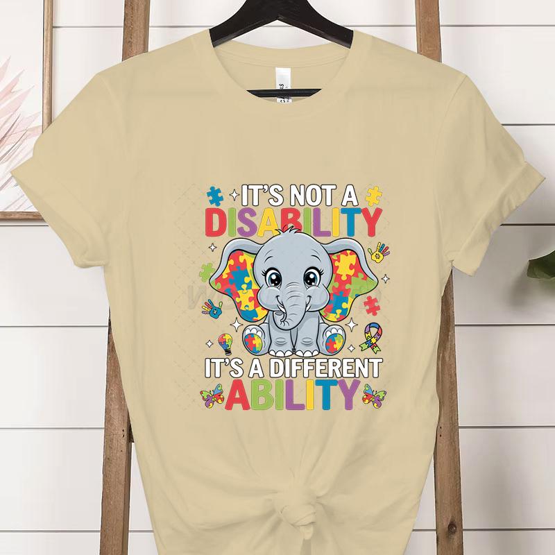 Its A Different Ability Autism Teacher Shirt Autism Awareness Cartoon Design Woman Tshirts Special Education Gift Classic Tops