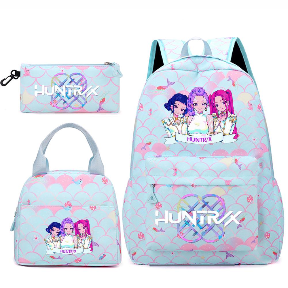 

3Pcs/set Anime Cute Kpop Printed Backpack Handbag Pencil Case for Teenger Student Girl Boy Schoolbag Kid Bookbag Large Capacity Travel Bag Gift