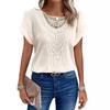 Women's Crochet Hollow T-shirt Summer New Short-sleeved Waffle Knitted Casual Top