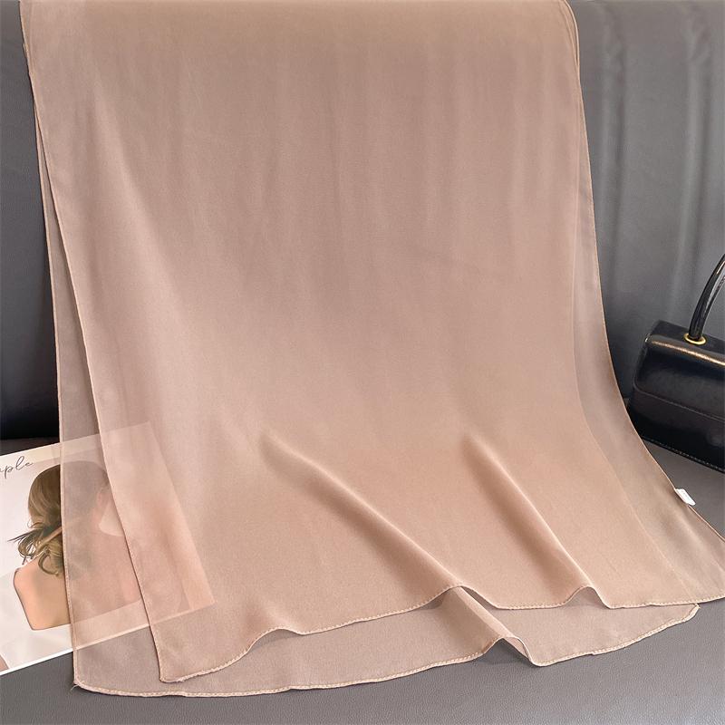 2023 Neue Mode Sommer Damen Einfarbig Strand Schal Seide Schals Stirnband Damen Stirnband Wickeltuch Sonnenschutz Hijab Großhandel