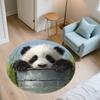 Panda and Grassland Pattern Round rug,Carpet Rug for Living Room Bedroom Sofa Playroom Decor,Non-slip Floor Mat,Holiday Gifts and Birthday Gifts