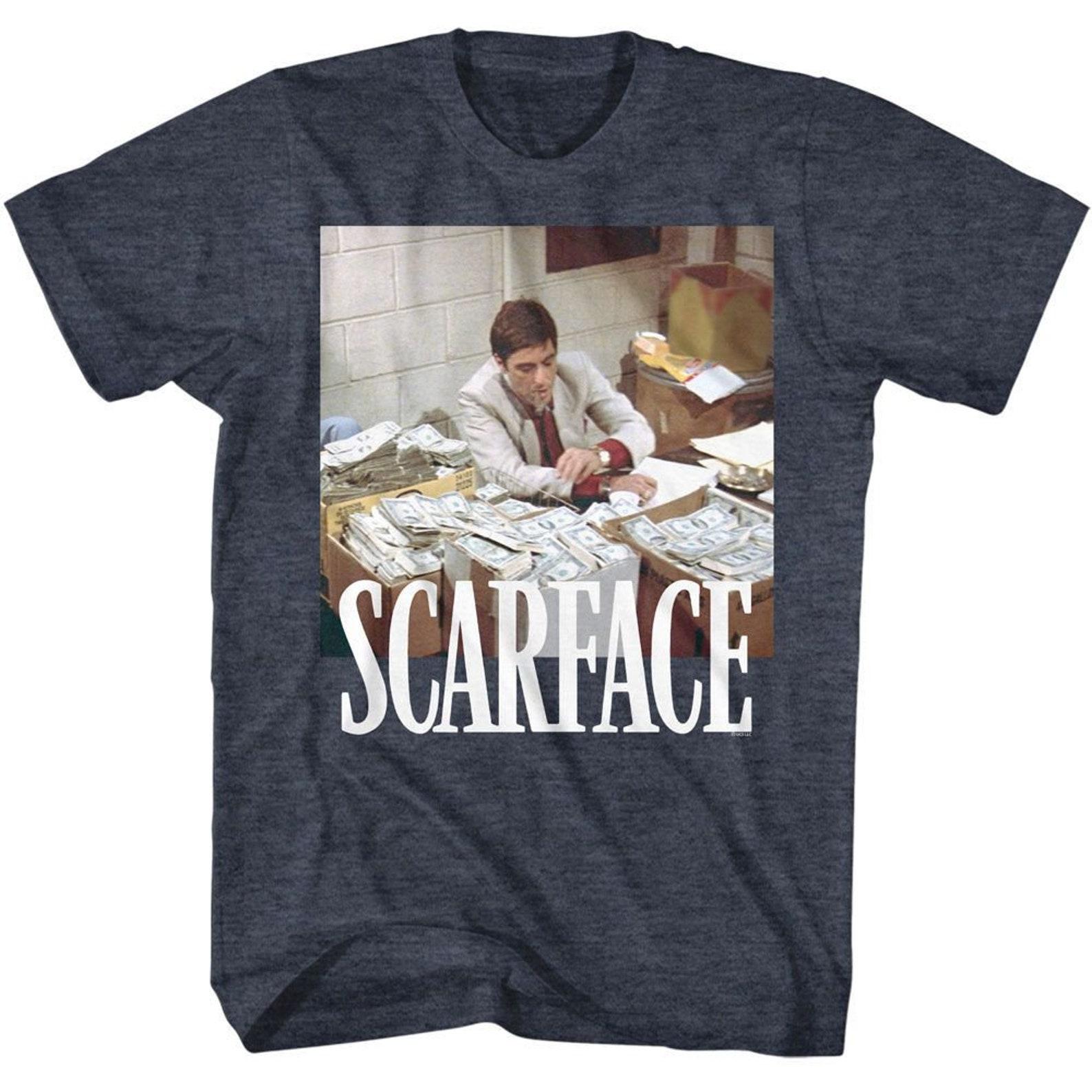 Scarface Boxes Of Cash Navy Heather T-Shirt 2XL