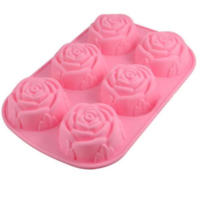 Silicone 6 Holes Flower Rose Cake Ice Cream Chocolate Mold Soap 3D Cupcake Bakeware Baking Dish Cake Pan Muffin Mould