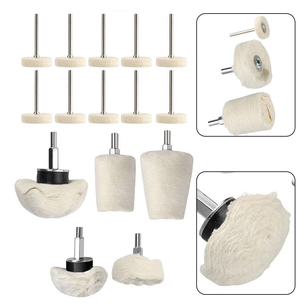 Wool Wheel Buffing Pad Drill Kit Replacement Polishing Cloth Wheel Polishing Grinding 15pcs Set Accessories Practical