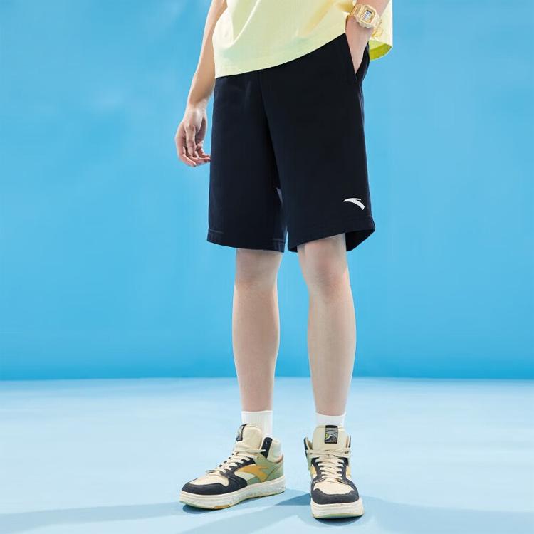 Anta Training Series Logo Mid-Waist Straight Loose Five-Point Shorts Men shorts Basic-Black 952327317-4